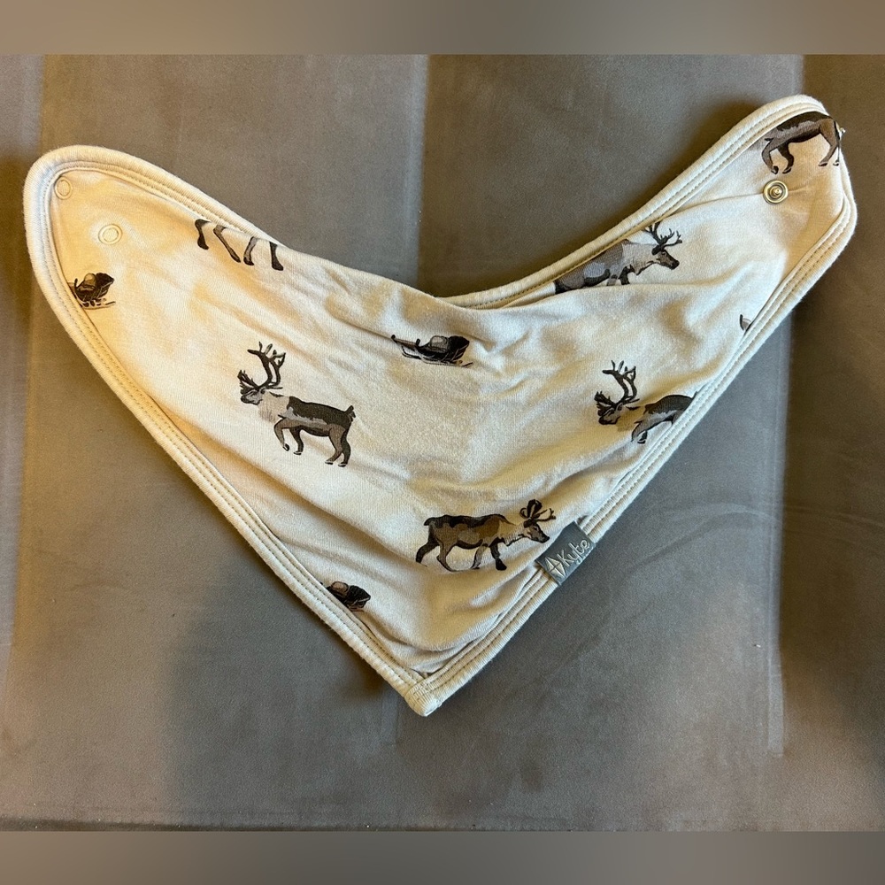 Kyte BABY - Cream Reindeer Bandana Bib